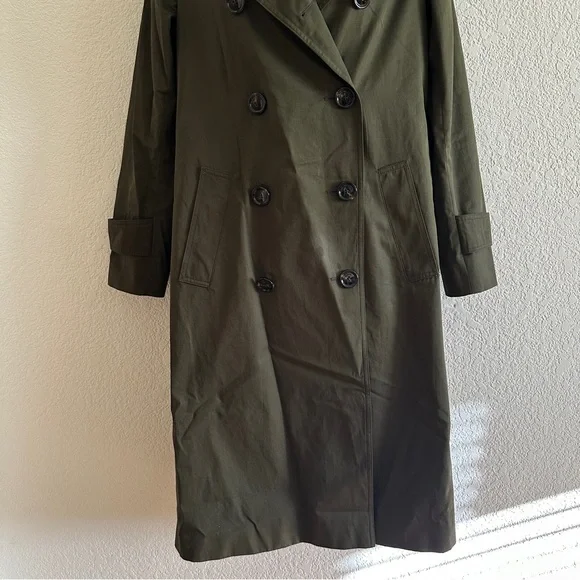 Massimo Dutti Women’s Olive Green Relaxed Fit Double Breasted Trench Coat Sz XS - Picture 6 of 15